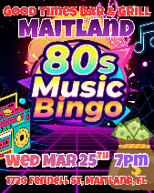 80’s Music Bingo (Win Cash Prizes)