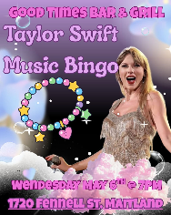 Taylor Swift Music Bingo (Win Cash Prizes)